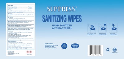 Suppress Hand Sanitizing Wipes- 150 (Suppress Hand Wipes Final 150)
